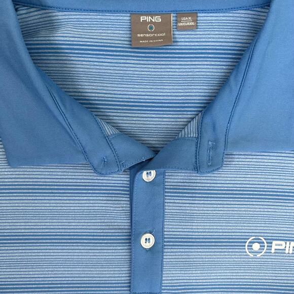 Ping SensorCool Golf Polo Shirt Sensorcool Performance Blue Stripe - Picture 2 of 4